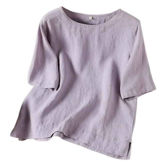 TINZ T-Shirt Décontracté Rétro Littéraire pour Femmes, Manches Longues, Épais, Uni, 100 Polyester