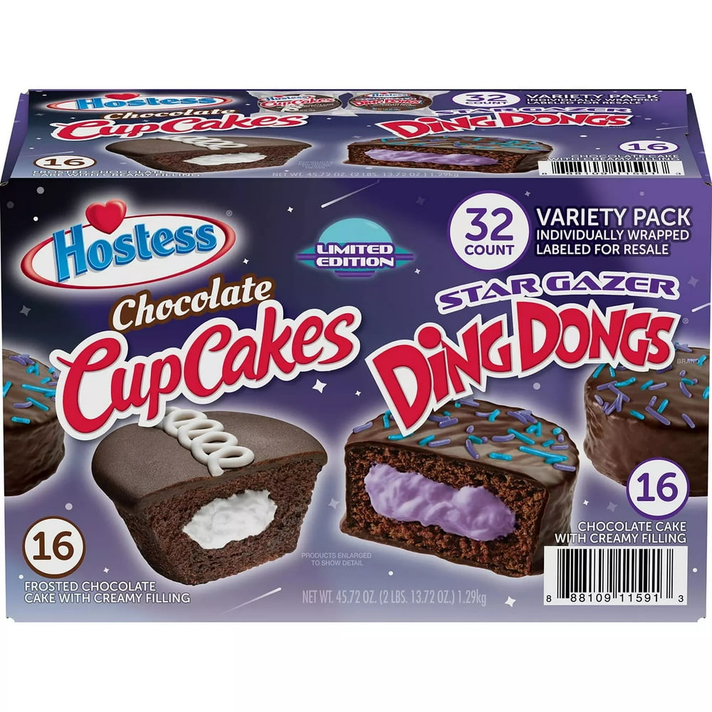 Hostess Star Gazer Ding Dongs and Chocolate CupCakes Variety Pack (32