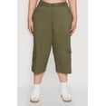 thumbnail image 4 of Womens Plus Size Poplin High Waisted Cargo Capris, 4 of 5