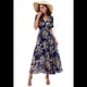 thumbnail image 2 of Vestido Cruzado de Verano para Mujer, con Cuello en V, Floral, Corta, para Invitadas de Boda, Informal, para Fiesta Azul Marino M, 2 of 10