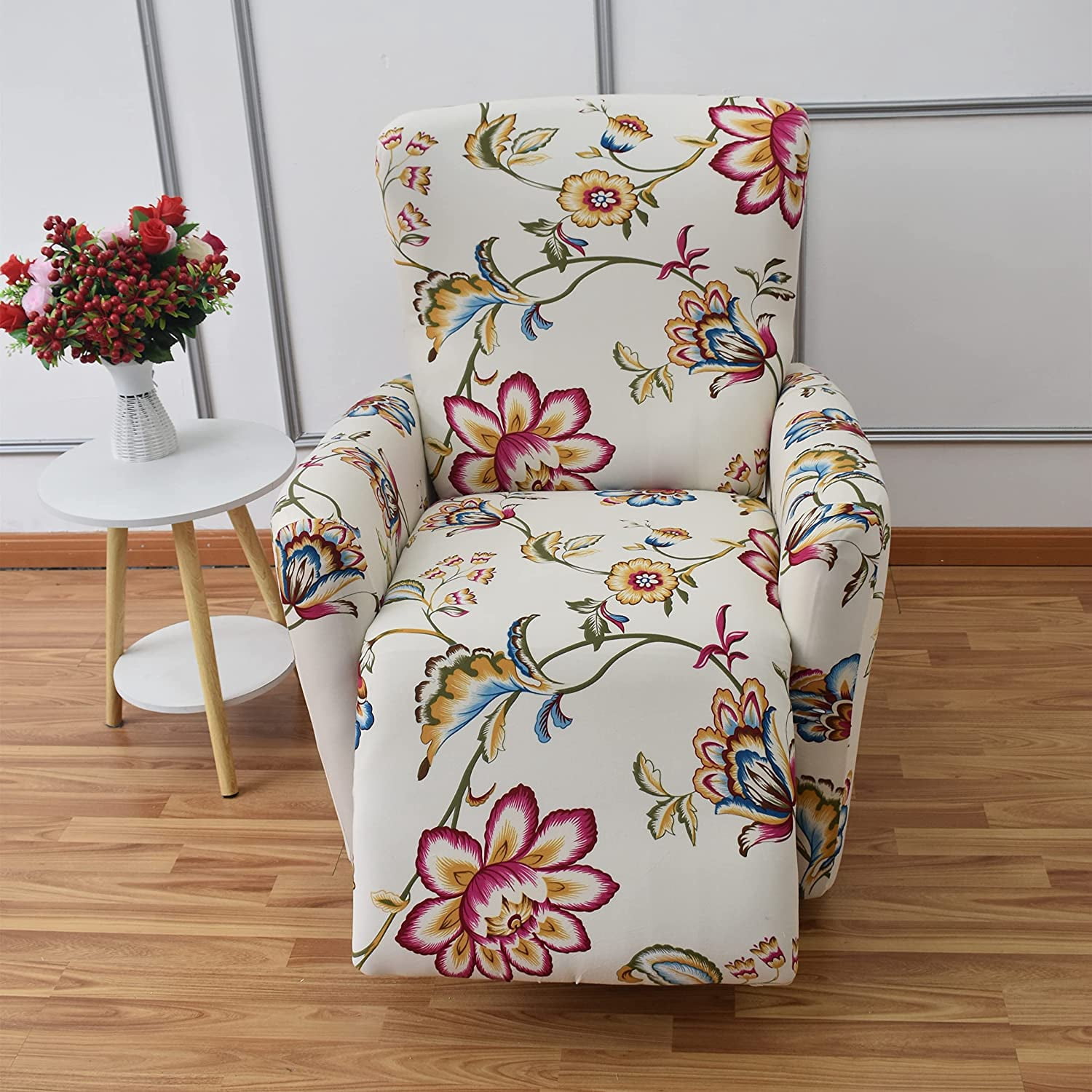 CHUNTIAN Stretch Recliner Slipcovers Printed Sofa Cover 4-Piece Fallon Collection Slipcover Lazy Boy Chair Covers Furniture Protector Recliner Chair Cover with Storage Pocket for Living Room, A2