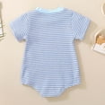 thumbnail image 6 of Nwiuh Unisex Baby Boy Girl Striped Romper Waffle Short Sleeve Bubble Oversized Romper Bodysuit Summer Onesie Clothes Light Blue for Size 0-3 Months, 6 of 9