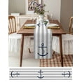 thumbnail image 6 of Grey White Striped Table Runner Navy Blue Beach Nautical Anchor Ocean Coastal Tablerunners 13 x 108 Inch, Table Decorations Tabletop Scarf for Summer Gathering Holiday Farmhouse Kitchen Dining Decor, 6 of 6