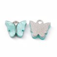thumbnail image 2 of 100 pc Acrylic Charms with Platinum Tone Alloy Finding Butterfly Charm Mixed Color 13x14x3mm Hole: 2mm, 2 of 4