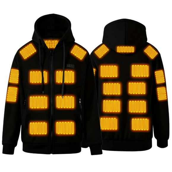 Lovzfmll Unisex Heated Hoodie, USB Rechargeable Thermal Washable Hooded Sweatshirt Black, 3XL
