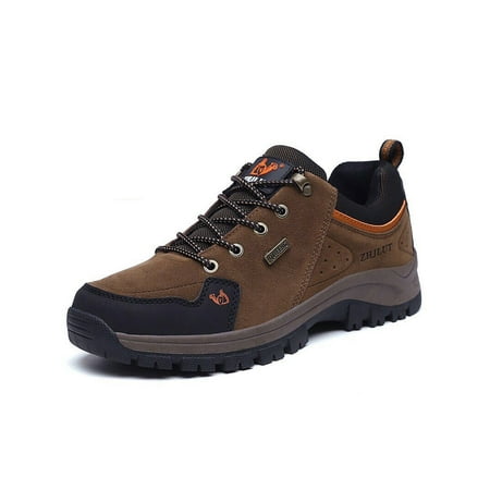 

GENILU Men Lightweight Nonslip Casual Shoe Lace Up Plush Lined Sneakers Walking Flat Trainers Cotton Brown 6