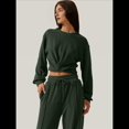 thumbnail image 4 of Conjunto de Chándal de 2 Piezas para Mujer: Sudadera Corta con Parte Delantera y Pantalón Deportivo de Pierna . Conjunto de Estar por Casa. Verde Oliva L, 4 of 8
