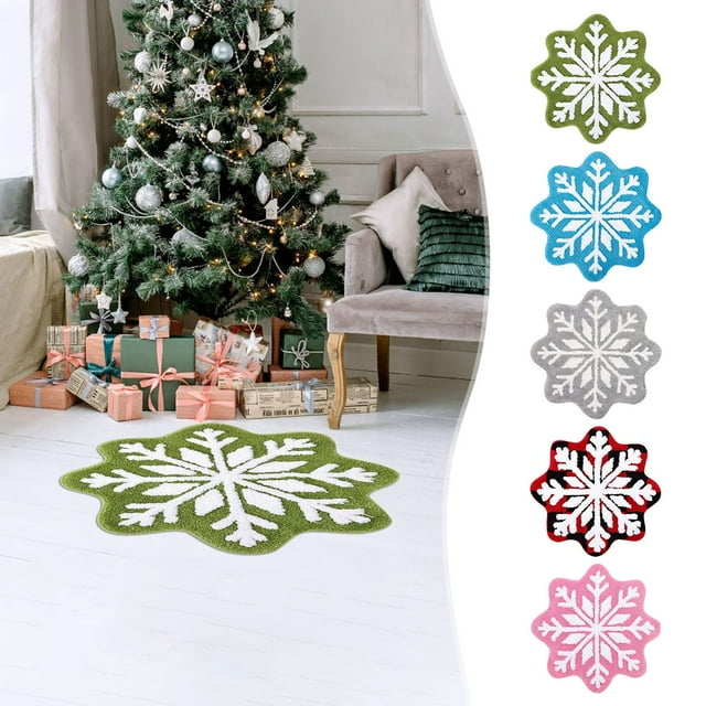 Boovnll Bathroom Rugs Absorbent Non-Slip Backing Snowflakes Rug Winter Snowflake Doormat Snowflake Welcome Mat Cute Christmas Decorative Non-Slip Washable Door Mats for Entrance Home Bathroom Bath Mat