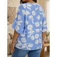 thumbnail image 4 of Oryer Womens Plus Size Tops V Neck 3/4 Bell Sleeve Womens Blouse, Trendy Tunic Summer Shirts for Women 1X-5X, 4 of 7