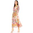 thumbnail image 4 of Sakkas Katty Women's V Neck Midi Casual Boho Maxi Long Sleeve Dress Floral Print - 558-Multi - L/XL, 4 of 5