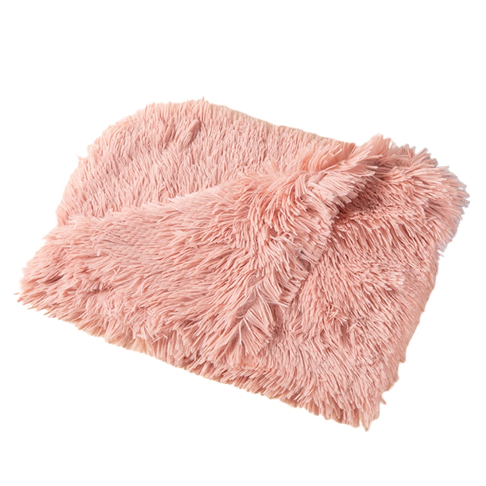 Flmtop Winter Warm Small Medium Puppy Cats Dogs Carpet Fluffy Plush Pet Soft Blanket Pink Pink L