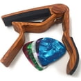 thumbnail image 2 of Cejilla de guitarra con 5 púas de color madera, 75 x 80 mm, cejilla de aleación para guitarra folk de 6 cuerdas, guitarra eléctrica y acústica, ukelele, mandolina y banjo, 2 of 5