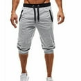 thumbnail image 3 of SONXAHE Men's Contrast Waist Capri Sweatpants Side Pocket Jogger Fit Athletic Cropped Trousers, 3 of 4