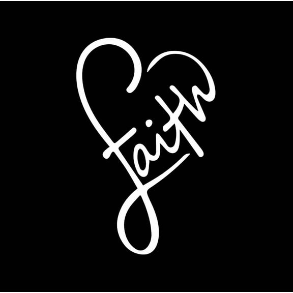 Vinyl Wall Art Decal - Faith - 15.5" x 10" - Modern Sweet Lovely Heart Shape Design Quote Sticker For Home Couples Bedroom Family Room Playroom Office Coffee Shop Decor (White)
