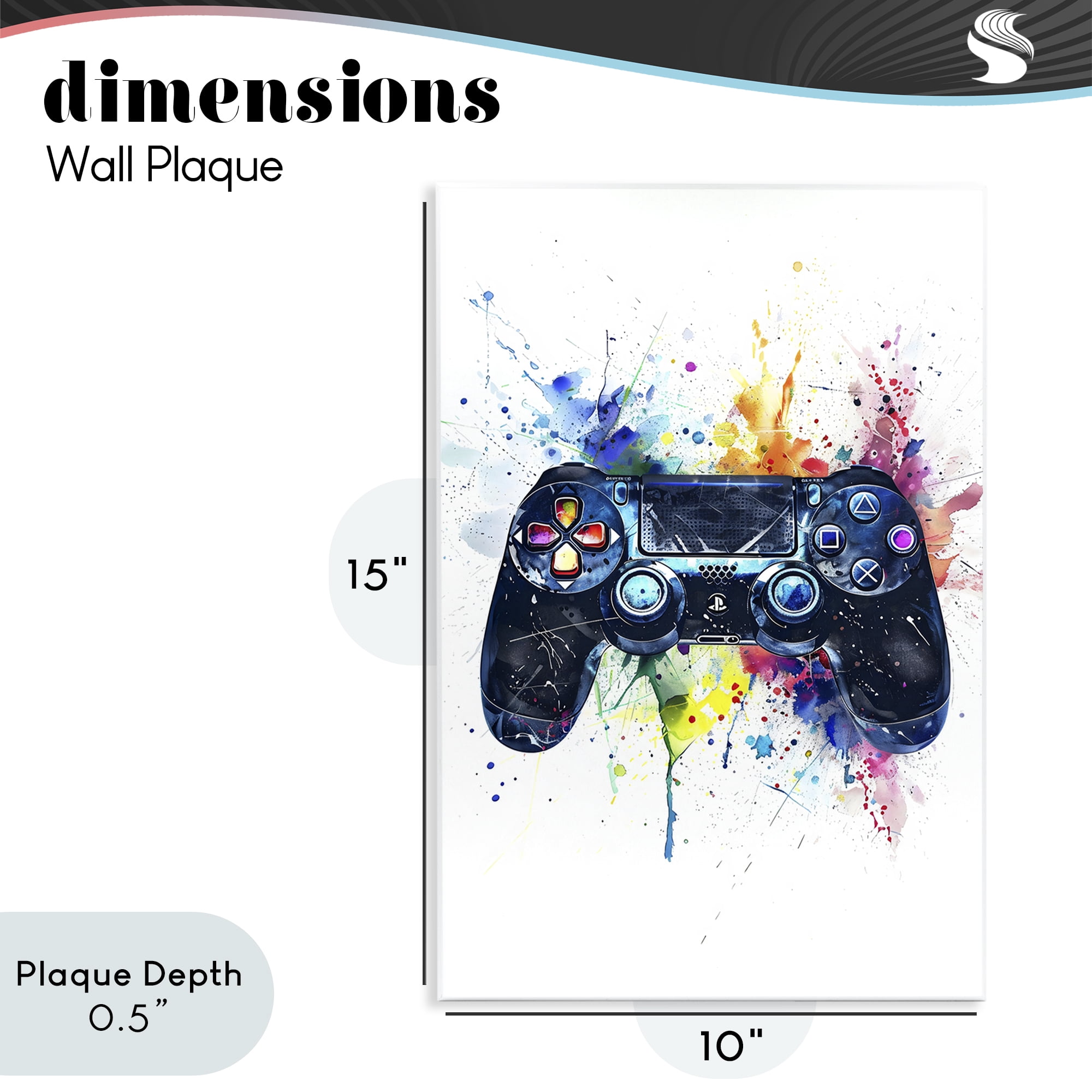 Stupell Industries Colorful Gaming Controller Splatter Wall Plaque Art, design by Creative Studio