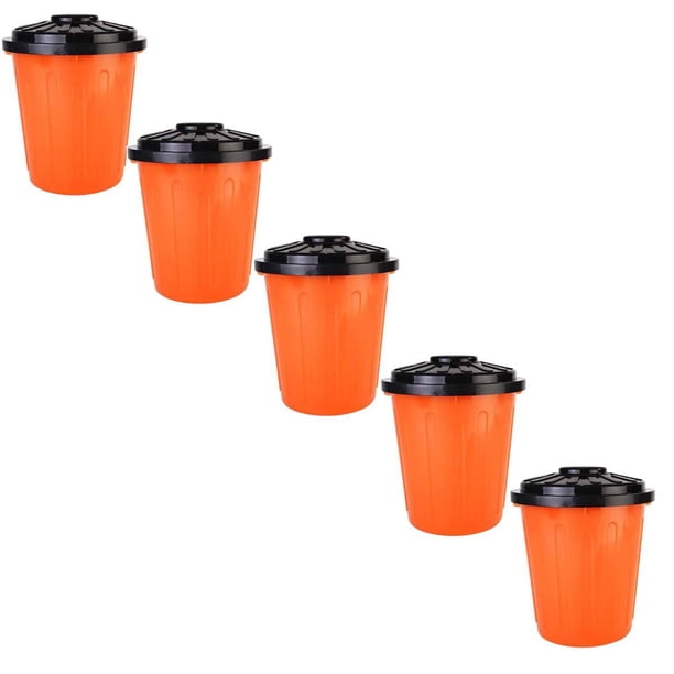 Bote de basura ecológico RecyOrange VentDepot 5 Pzs 7.5lts 18x29cm Polietileno Naranja Tapa Negra