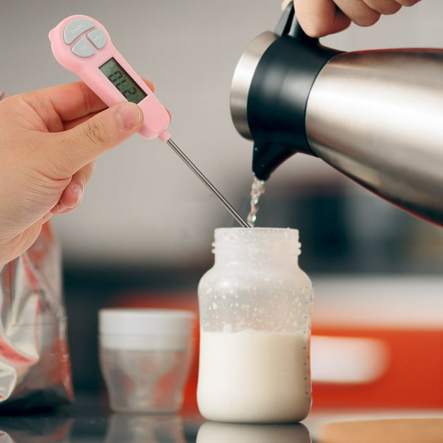 ADDHAT Termómetro Digital Rosa Para Cocina Con Pantalla LCD Para Carne Y Líquidos
