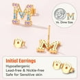 thumbnail image 6 of Just Being Cute Initial Earrings for Women Rainbow Cubic Zirconia Letter Stud Earring Hypoallergenic Alphabets N Studs Birthday Mothers Day Jewelry for Mom/Her with Gift Card, 6 of 11