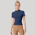 thumbnail image 2 of HJYCHN Womens Jacket Fitness Jacket Slim Fit Casual Short Sleeve Sports Jacket Yoga Top Breathable Athletic Outerwear Womens Winter Coats Navy L, 2 of 5