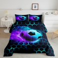 thumbnail image 5 of Castle Fairy Boys Soccer 2pcs Bedding Comforter Set,Geometric Honeycomb Twin Comforter Sets,Abstract Lightning Breathable Bedding Set,Microfiber Sport Theme Bedroom Decor,Reversible, 5 of 8