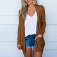 thumbnail image 2 of Knosfe Light Brown Womens Sweaters Plus Size Fall Open Front Long Sleeve Casual Lightweight Cardigan for Women Plus with Pockets XL, 2 of 5