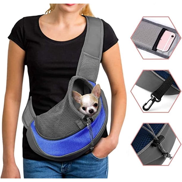 Bolsa transportadora para perros, bolso de hombro ajustable para gatos y cachorros, bolsa de viaje para mascotas pequeñas, bolso de mano para perros con bolsillo de malla transpirable, transportín por