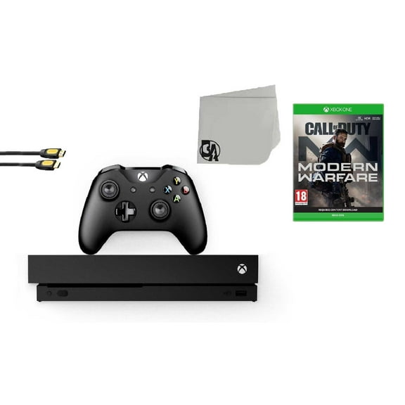 Restored Microsoft Xbox One X 1TB Gaming Console Black with Call of Duty- Modern Warfare BOLT AXTION Bundle (Refurbished)