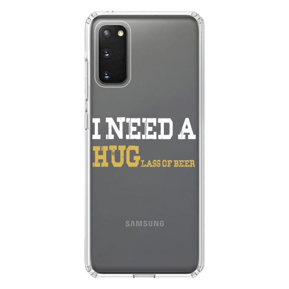 DistinctInk Clear Shockproof Hybrid Case for Galaxy S20 ULTRA / 5G (6.9" Screen) - TPU Bumper Acrylic Back Tempered Glass Screen Protector - I Need a HUGlass of Beer