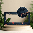 thumbnail image 2 of 1 Pcs Denim with Heart License Plate Frame, License Plate Cover for Car Decorative Parts, Aluminum License Plate Bracket Holder Rust-Proof Weather-Proof for US Standard Car, 2 of 9