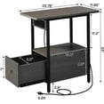 thumbnail image 6 of End Table with Charging Station, Narrow Side Table with Drawer and USB Ports & Power Outlets, Nightstand Bedside Tables for Small Spaces, Bedroom, Living Room, Dark Grey, 6 of 14