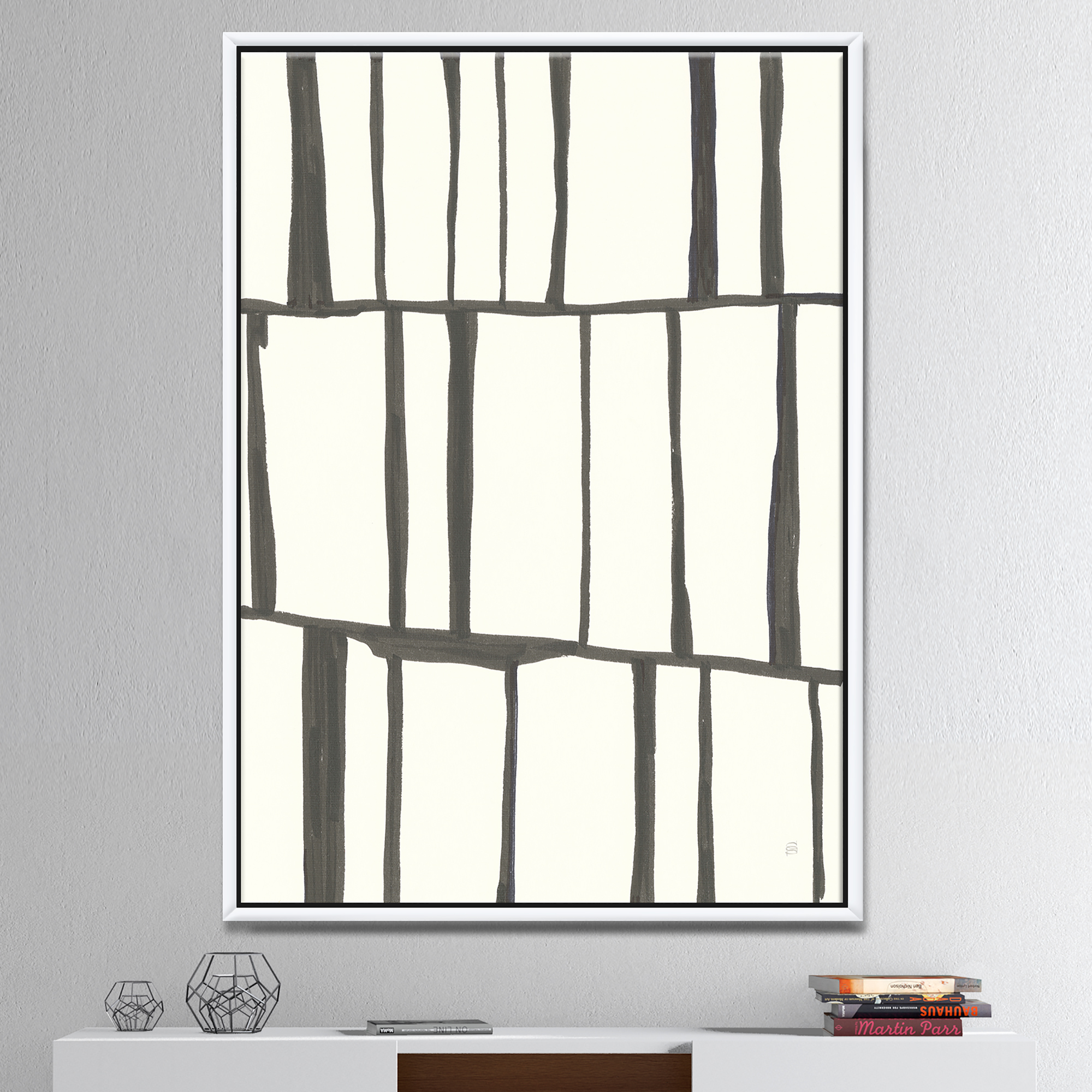 Designart ' minimalist black and white I ' Transitional Framed Canvas