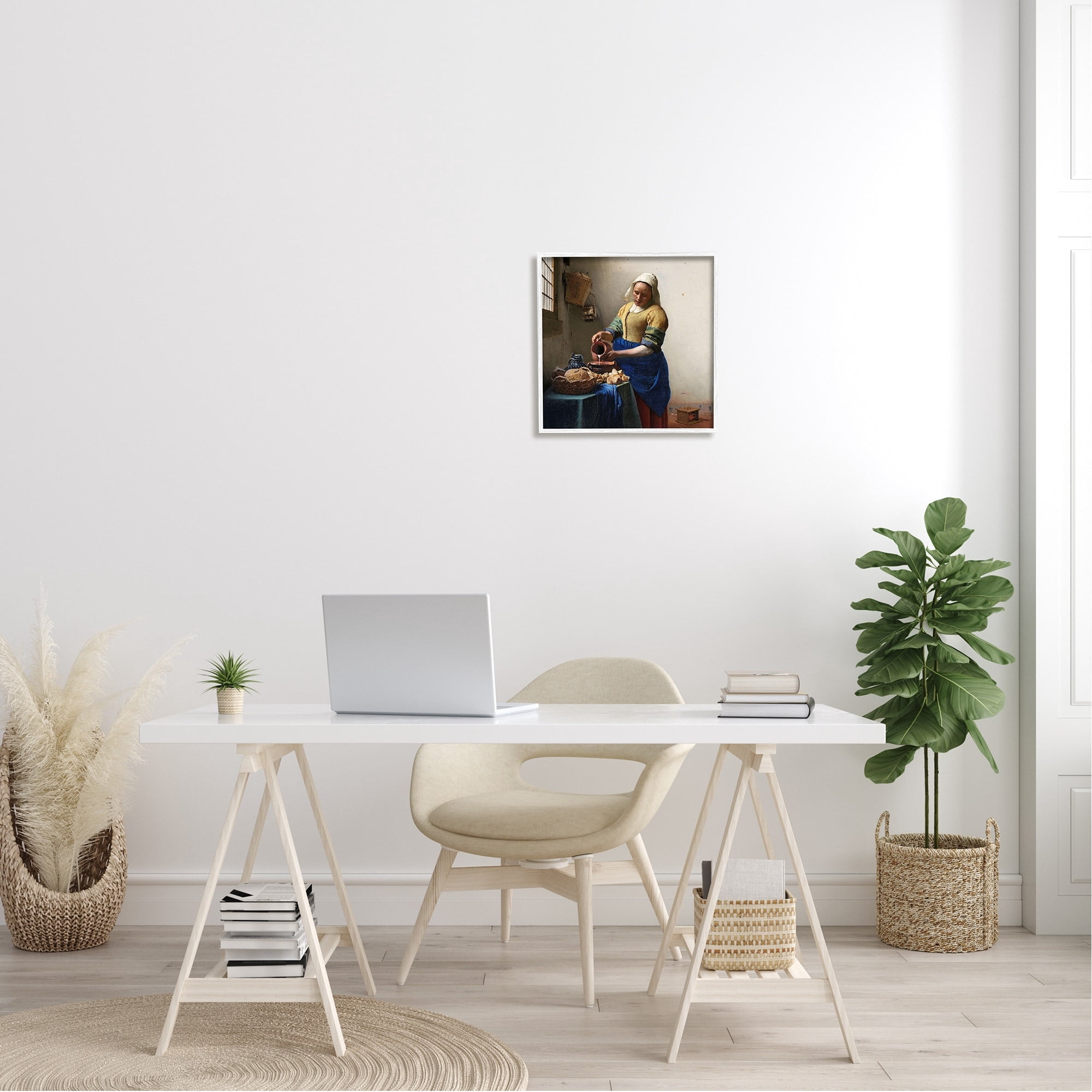 Stupell Industries The Kitchen Maid Johannes Vermeer Classical Painting Painting White Framed Art Print Wall Art, Design by one1000paintings