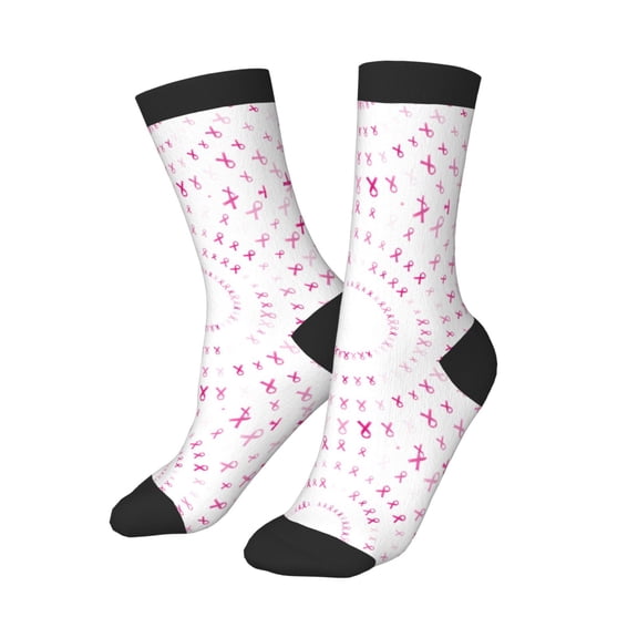 Kids Girls Boys Socks - Breast Cancer Awareness (4) Comfort Breathable Crew Socks for Boys Girls Kids, Soft Athletic Running Socks for Boys Socks 6-10 Years Old