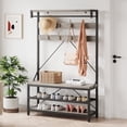 thumbnail image 1 of Cherish Industrial Coat Rack and Shoe Bench - 3-Tier Hall Tree with Hooks, Metal Frame for Entryway Storage, 1 of 10