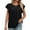 Black, variant on Fesfesfes Shirts for Women's Fashion Casual Spring And Summer Solid Color Round Neck Short Sleeve Blouse Tops Womens Workout Tops S(US:4)