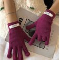thumbnail image 1 of Guantes de lana con etiquetado de color sólido para mujer, guantes de cinco dedos con pantalla táctil tejidos para mujer, otoño e invierno, 1 of 6