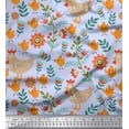 thumbnail image 1 of Soimoi Rayon Fabric Leaves,Cock & Chick Cartoon Print Sewing Fabric Yard 42 Inch Wide, 1 of 3
