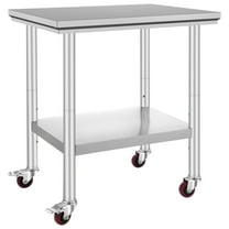 KFFKFF Stainless Steel Work Table with Wheels 24 x 30 Prep Table with casters Heavy Duty Work Table for Commercial Kitchen Restaurant Business (24 x 30 x 32 inch)