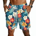 thumbnail image 2 of OIOLOYJM Swim Trunks for Men Hawaiian Quick-Dry Tropical Elastic Waist Drawstring Lounge Beach Shorts Summer Mesh Lightweight Sports Board Shorts with Pockets Navy 2XL, 2 of 4
