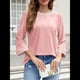 thumbnail image 5 of Blusas de 3/4 para Mujer, Elegantes, Informales, con Cuello Redondo, Holgadas y A , para Rosa L, 5 of 8