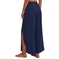 thumbnail image 7 of Women's High‑Waist Split‑Hem Wide‑Leg Pants Front Bow Tie Flowy Casual Long Trousers for Beach Vacation Navy XL(XL), 7 of 7