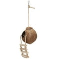 thumbnail image 3 of Casa colgante de coco natural para loros con escalera, jaula para hámster, columpio, nido de juguete, cáscara de coco peluda con escalera, 3 of 14