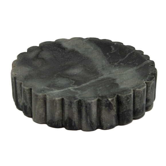 Elora Grey Marble Soap Dish Ribbed Edge