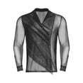 thumbnail image 2 of HULIJA Men Rhinestones V-Neck Long Sleeve Pullover Latin Tango Rumba Dance Shirt Blouse Black S, 2 of 5