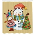 thumbnail image 3 of Ambesonne Christmas Shower Curtain, Snowman Tree, 69"Wx84"L, Multicolor, 3 of 3