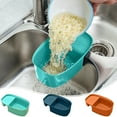 thumbnail image 1 of Cesta coladora de fregadero de plástico azul multifuncional, colador de cocina de 21x13,5x7,5 cm para verduras, pasta, bayas - Escurridor de alimentos colgante con base antideslizante, fácil de, 1 of 5