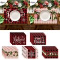 4PCS Christmas Placemat Flax Tablecloth Thermal Mat Kitchen Table plate