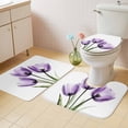 thumbnail image 4 of Purple Tulip Bathroom Rugs Set Transparent Flower Non Slip Absorbent Soft Bath Mats 3 Piece Set with Bathroom Rug, U-Shaped Floor Mat, Toilet Seat Cover Large Size, 4 of 9