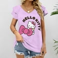 thumbnail image 2 of Hello Kitty Womens Summer Tops Ruffle Short Sleeve Tunic Tops V Neck Loose Fit Flowy T-Shirts, 2 of 7