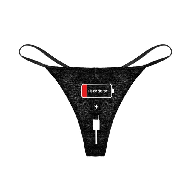 Sexy G-String Thongs for Women Cotton Panties T-back Tangas Charging Pattern Sticker Low Rise Underwear